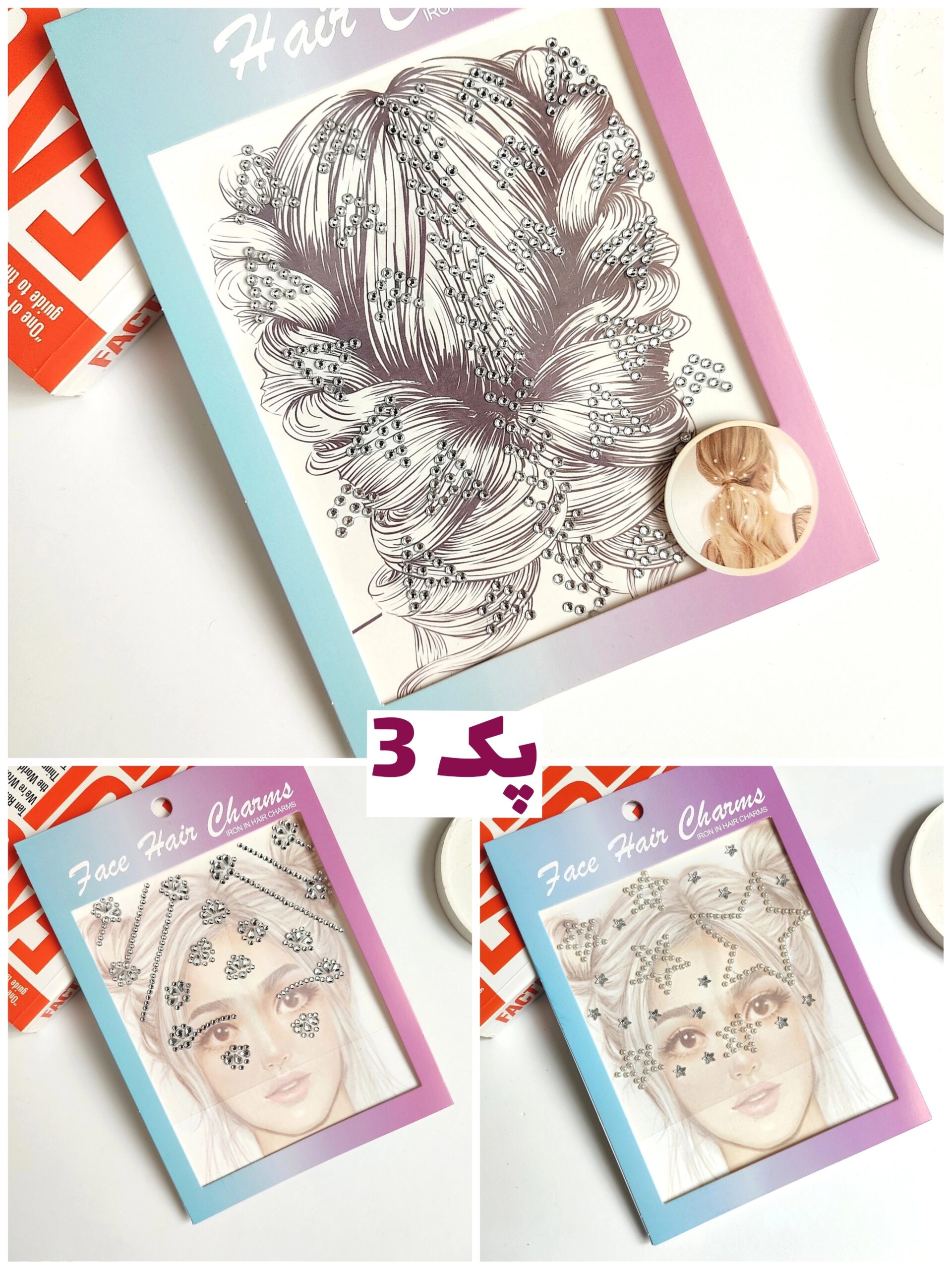 بسته 12 ورقی نگین چسبی پک 3(عمده) | گالری روناس